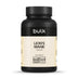 Black bottle of 'bulk' Lion's Mane capsules on a white background