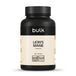 Black bottle of 'bulk' Lion's Mane capsules on a white background