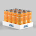 Box of Applied Nutrition Sparkling Protein Water Orange Burst cans on a gray background