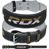 RDX weightlifting belt with black and gray design on a white background