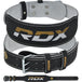 RDX weightlifting belt with black and gray design on a white background
